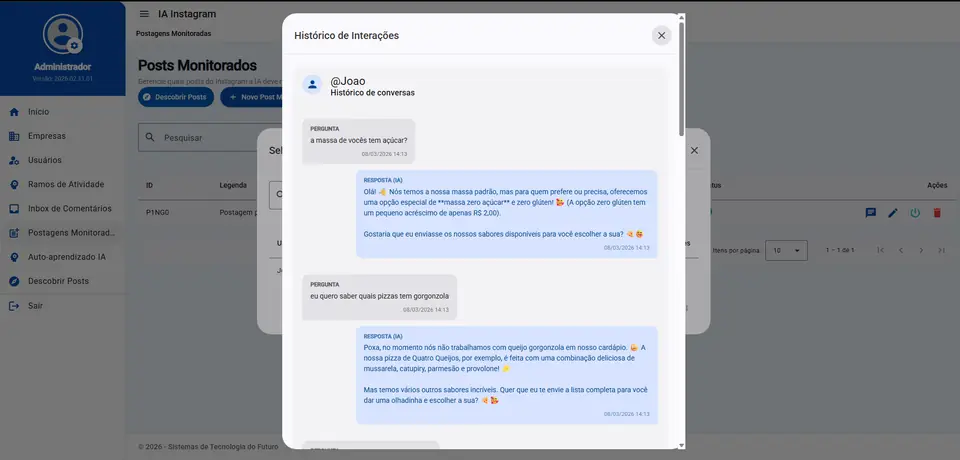 Gestão de comentários InstaIA